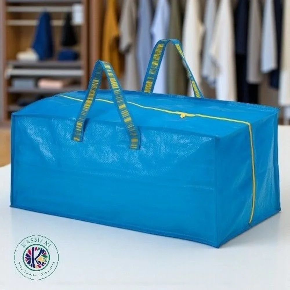 IKEA FRAKTA Blue Storage Bag – 20 Gallon, Reusable with Zipper & Dual Handles